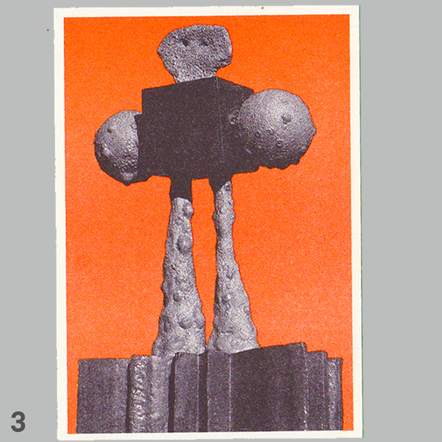 Stone cross sculpture on an orange background