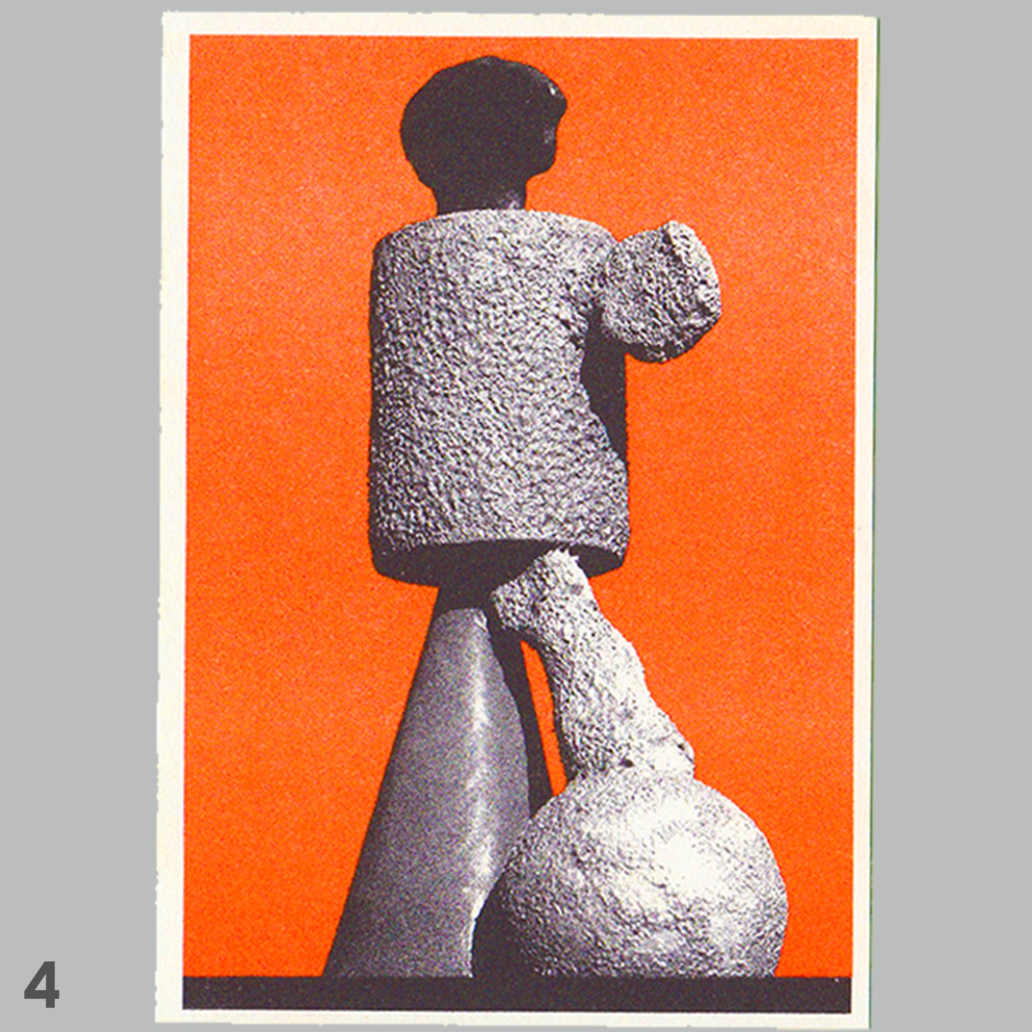 Stylized illustration of a person in a textured outfit against an orange background